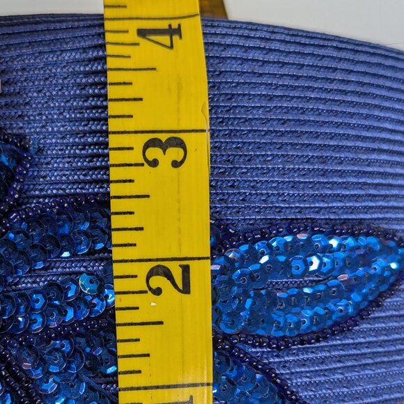 Vintage Mr Hi’s Bright Blue Sequin Flower Pillbox Hat Fancy Ladies Church Derby - Picture 11 of 11